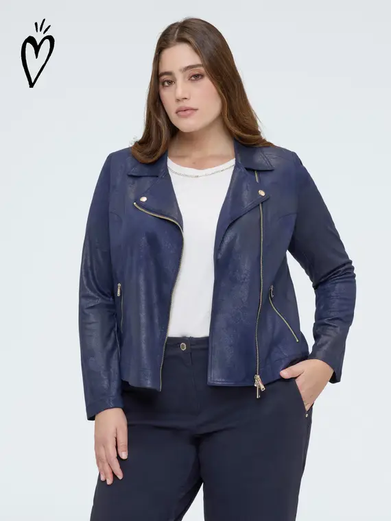 Giacca biker con zip asimmetrica Donna, Blu (52 IT)