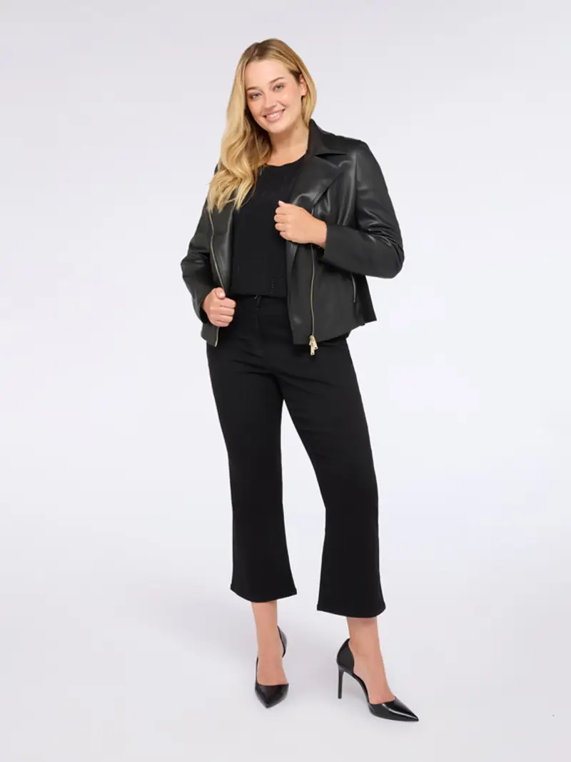 Fiorella Rubino - Giacca biker con zip asimmetrica Donna, Nero Taglia: 43 (52 IT) miniatura 2