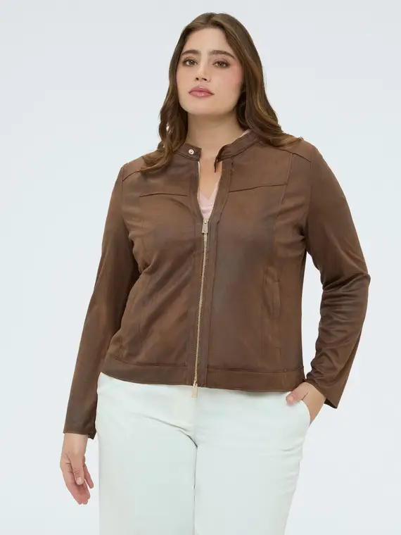 Giacca biker soft touch Donna, Marrone (52 IT)