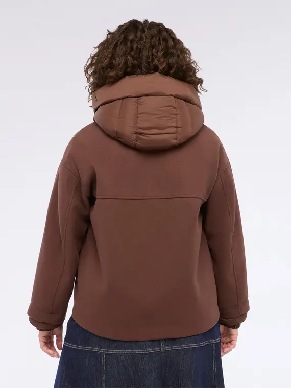 Giacca bimaterica con cappuccio e zip Donna, Marrone (46 IT) miniatura 2