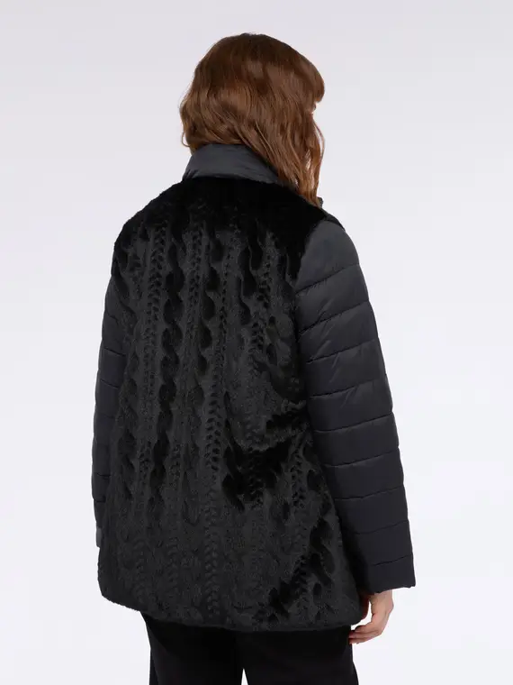 Giacca bimaterica con maniche trapuntate Donna, Nero (58 IT) miniatura 2