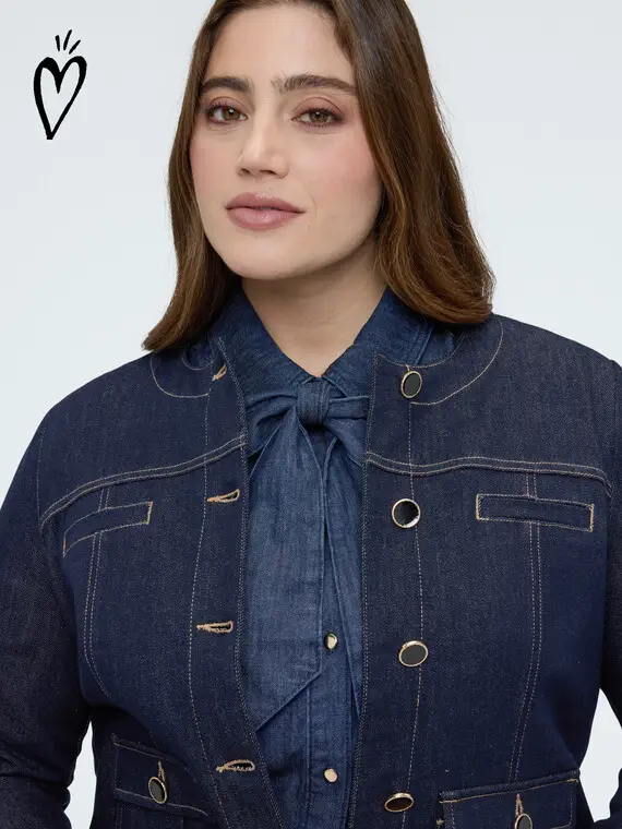 Giacca bon ton in denim Donna, Blu (58 IT)