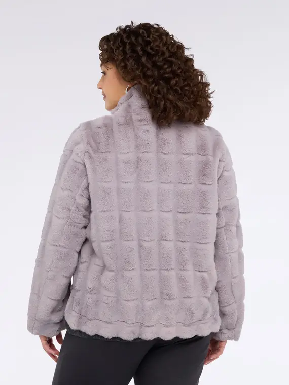 Giacca effetto peluche con collo alto Donna, Grigio (58 IT) miniatura 2