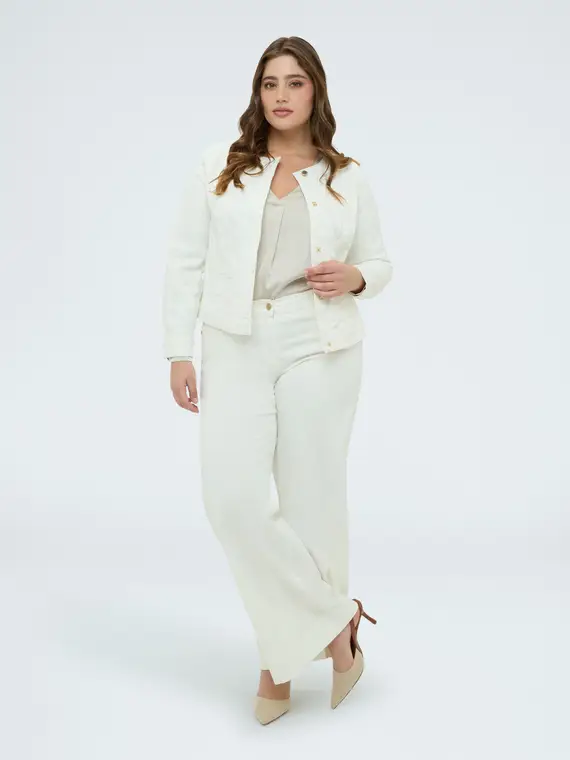 Giacca in denim bianco con ricamo floreale Donna, (46 IT) miniatura 3