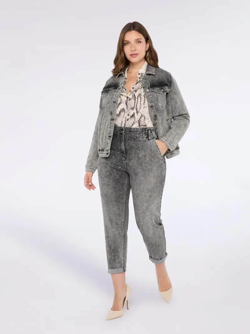 Fiorella Rubino - Giacca in denim con punti luce Donna, Grigio Taglia: 43 (52 IT) miniatura 2