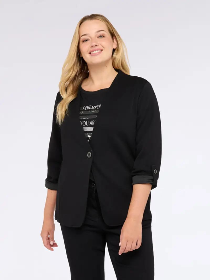 Giacca in felpa con scollo a V Donna, Nero (60-62 IT) miniatura 3