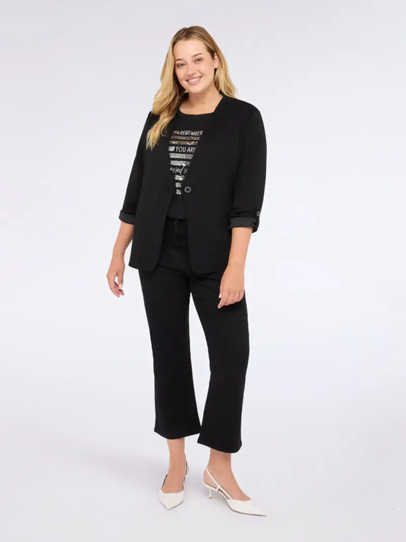 Giacca in felpa con scollo a V Donna, Nero (60-62 IT)