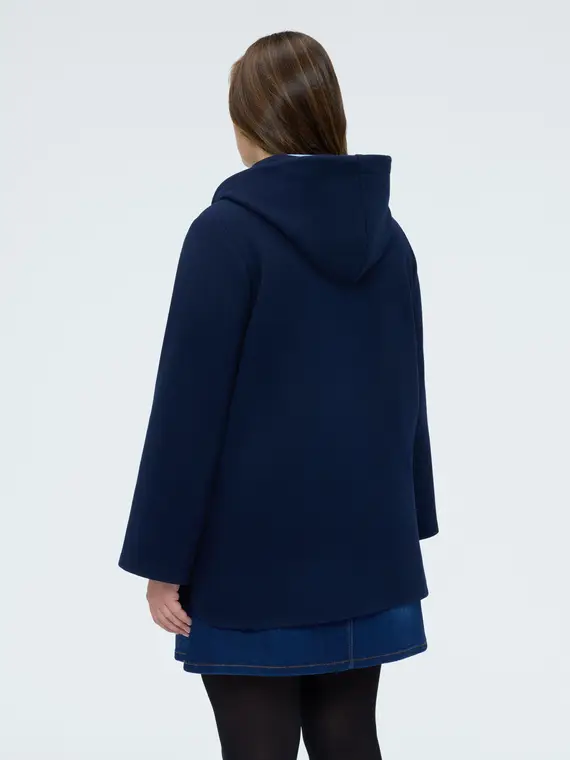 Giacca in panno con cappuccio Donna, Blu (52 IT) miniatura 2