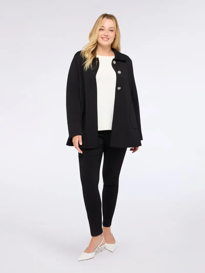 Fiorella Rubino - Giacca in scuba con bottoni decorativi Donna, Nero Taglia: 45 (54 IT) miniatura 2