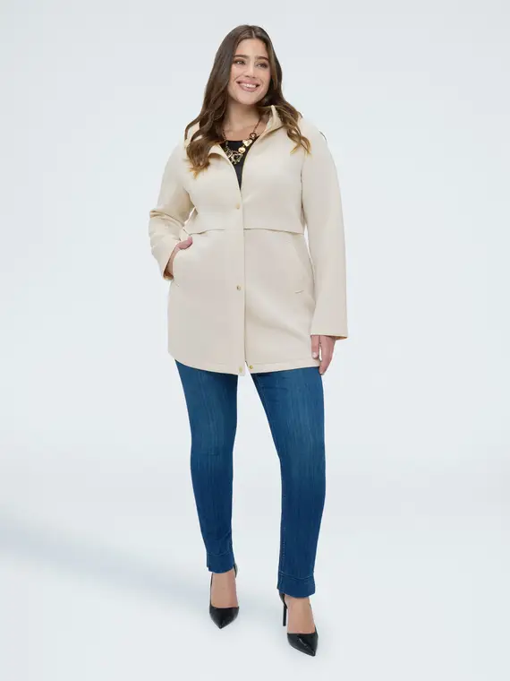 Giacca in scuba con cappuccio Donna, Bianco (60-62 IT)