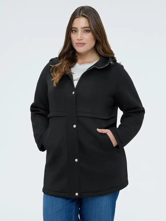 Giacca in scuba con cappuccio Donna, Nero (56-58 IT)