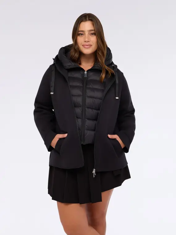 Giacca in scuba con davantino rimovibile Donna, Nero (44-46 IT)