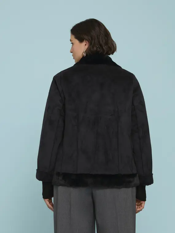 Giacca soft touch con zip asimmetrica Donna, Nero (58 IT) miniatura 2