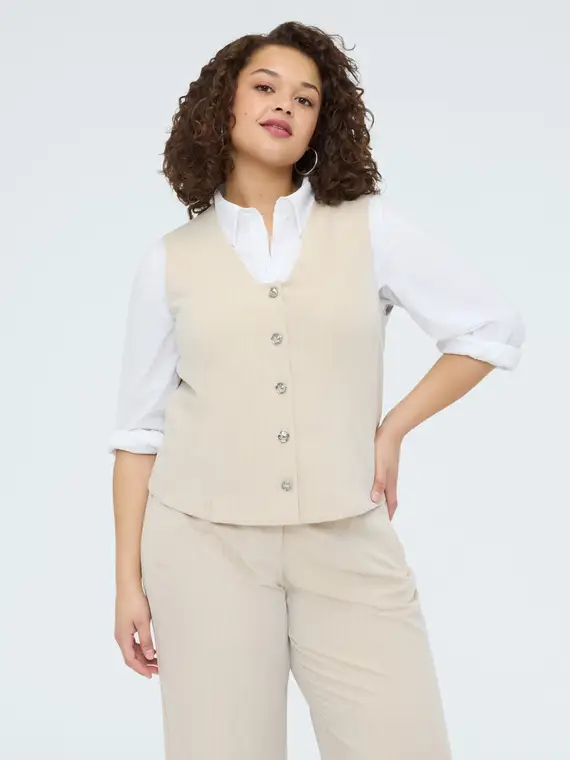 Gilet con bottoni gioiello Donna, Beige (52 IT)