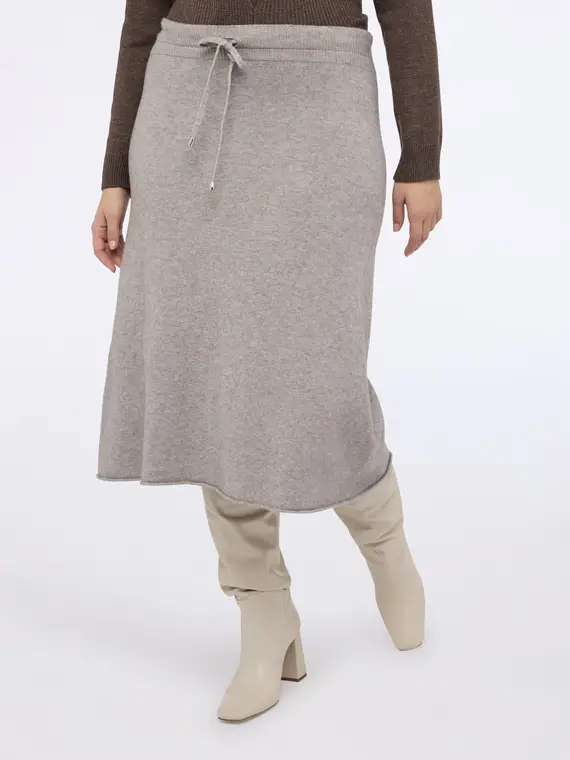 Gonna in maglia con coulisse Donna, Beige miniatura 3