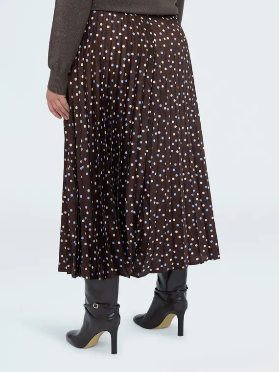 Gonna lunga a pois in raso plissé Donna, Marrone (60-62 IT) miniatura 2
