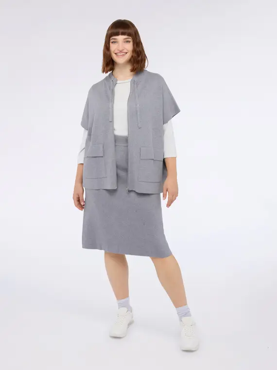 Gonna tubino in maglia fine Donna, Grigio (60-62 IT)