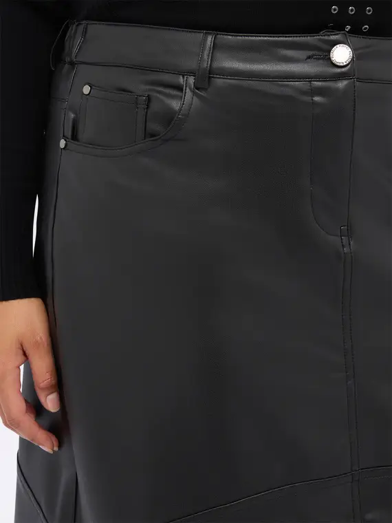 Gonna tubino lunga in tessuto spalmato Donna, Nero (60-62 IT) miniatura 3