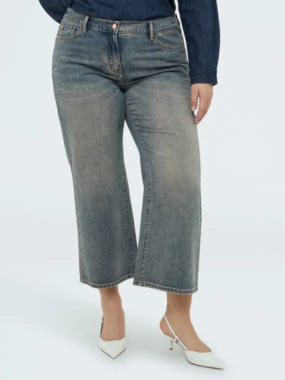 Jeans cropped lavaggio washed Donna, Blu (56 IT)