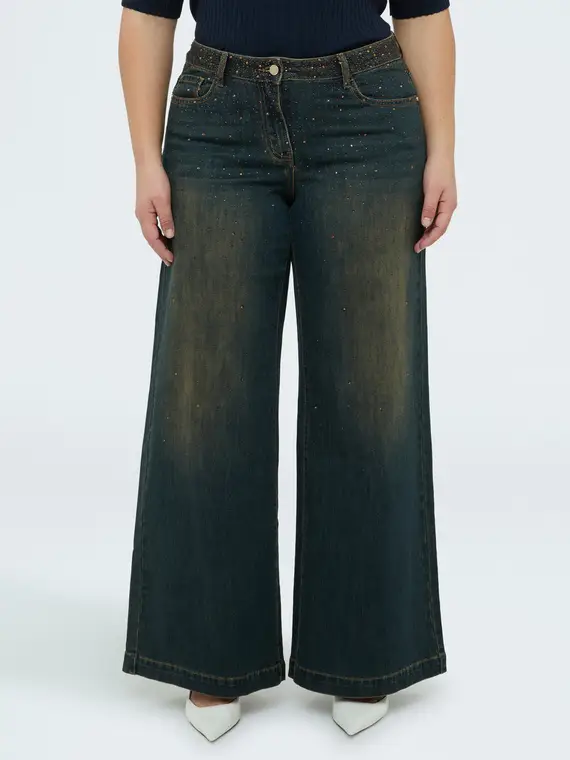 Jeans Wide Leg con applicazioni luminose Donna, Blu (52 IT)