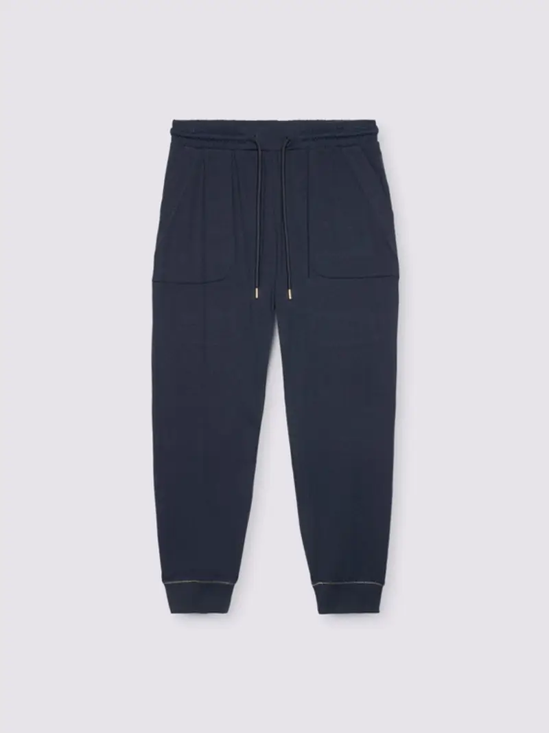 Joggers in felpa di cotone con coulisse Donna, Blu (52-54 IT)