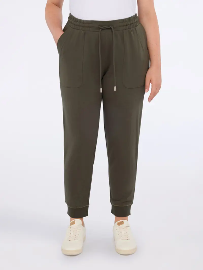 Joggers in felpa di cotone con coulisse Donna, Verde militare (48-50 IT)