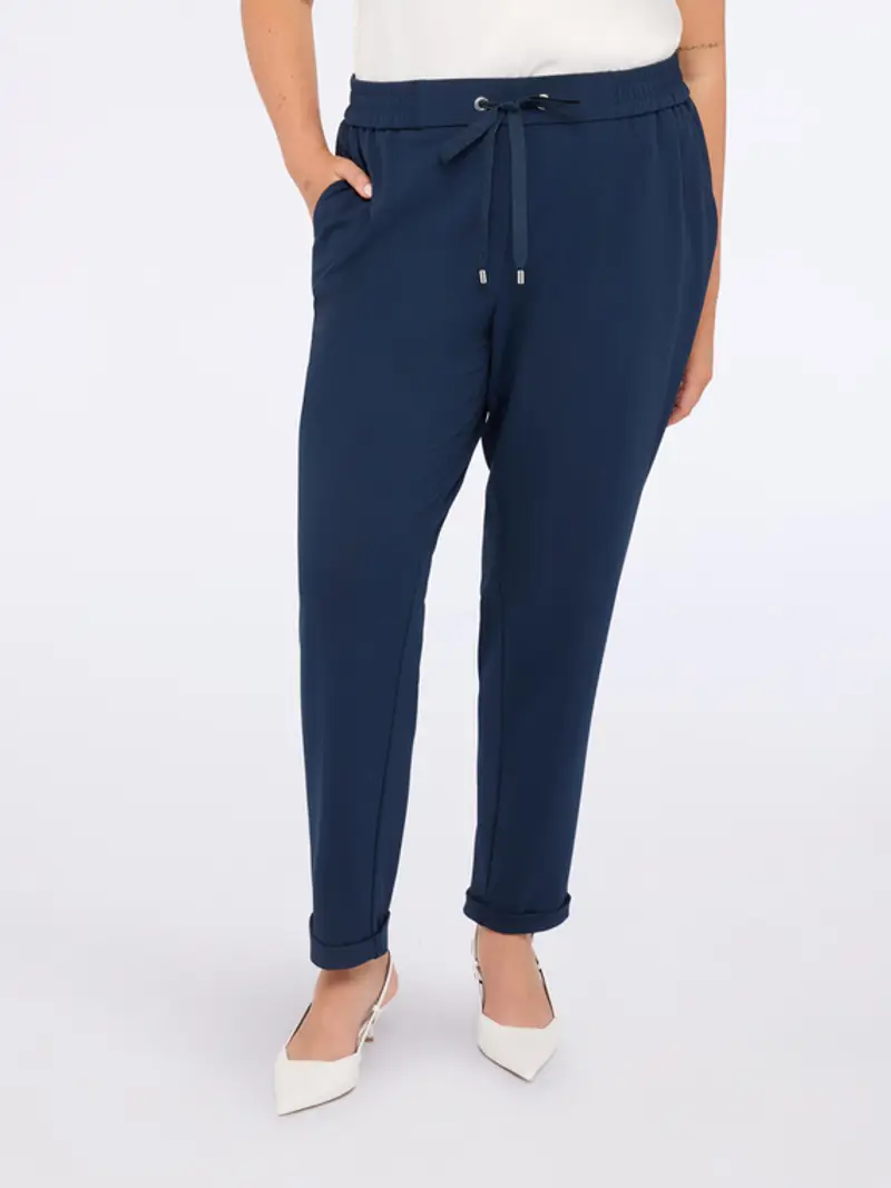 Fiorella Rubino - Joggers in tessuto stretch con coulisse Donna, Blu Taglia: S (48-50 IT)