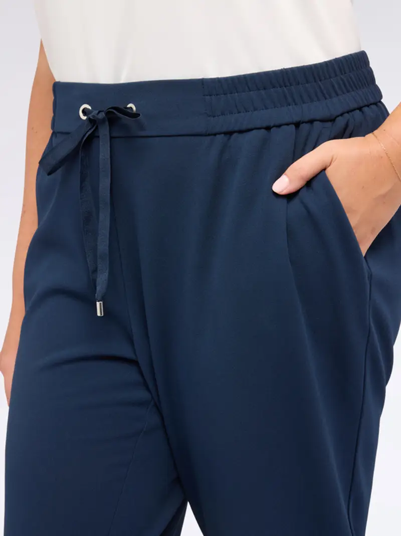 Fiorella Rubino - Joggers in tessuto stretch con coulisse Donna, Blu Taglia: S (48-50 IT) miniatura 2