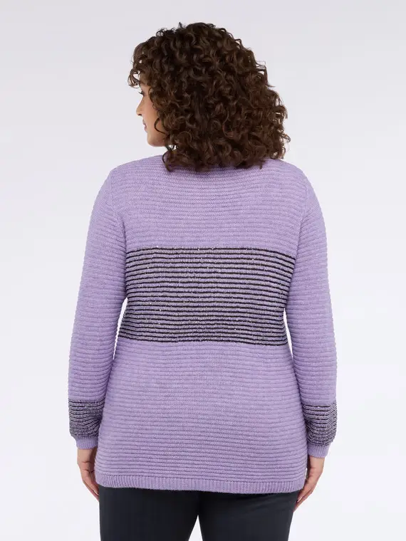 Maglia a righe con paillettes Donna, Viola (60-62 IT) miniatura 2