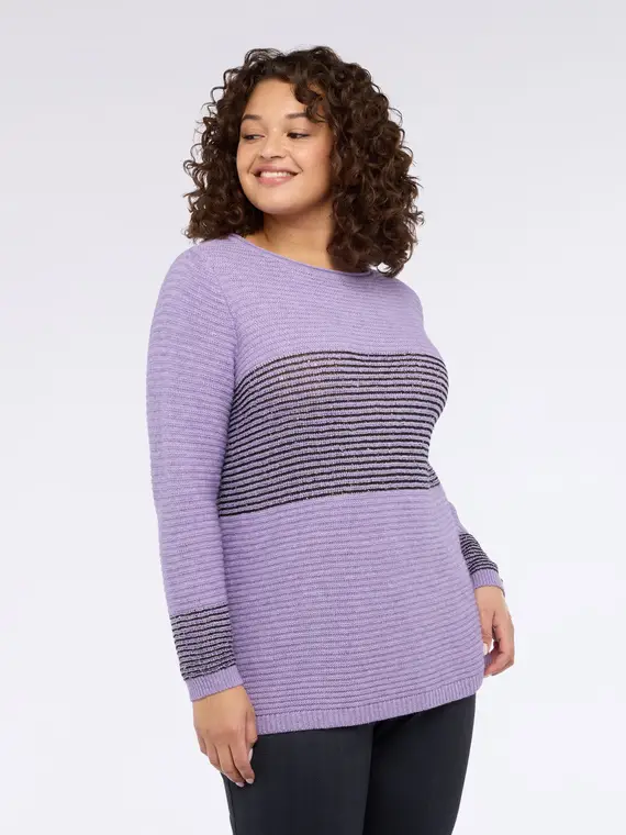 Maglia a righe con paillettes Donna, Viola (60-62 IT) miniatura 3