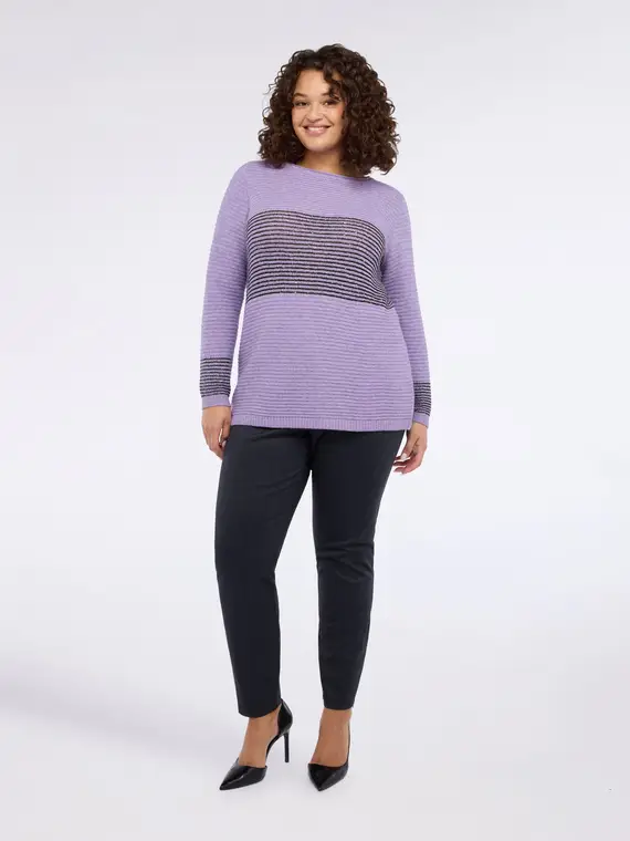 Maglia a righe con paillettes Donna, Viola (60-62 IT)