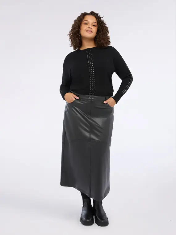 Maglia con applicazioni brillanti Donna, Nero (44-46 IT)