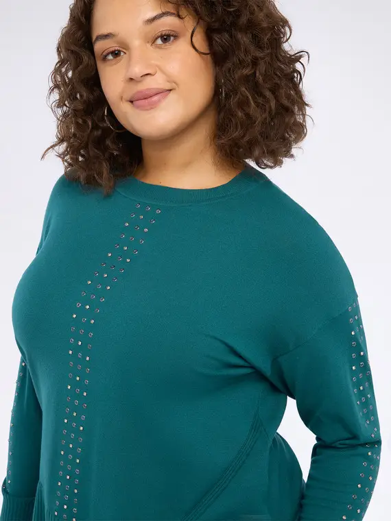 Maglia con applicazioni brillanti Donna, Ottanio (44-46 IT) miniatura 3