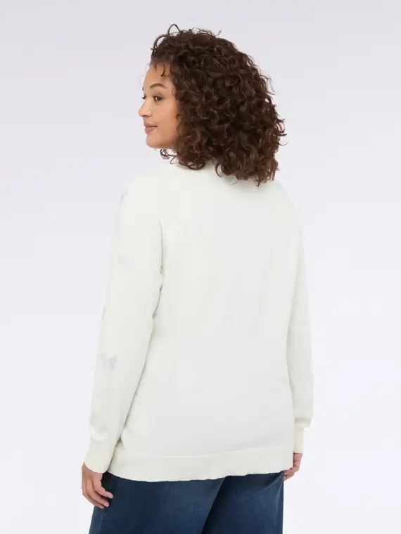 Maglia con applicazioni luminose a fiocchetti Donna, Bianco (52-54 IT) miniatura 2
