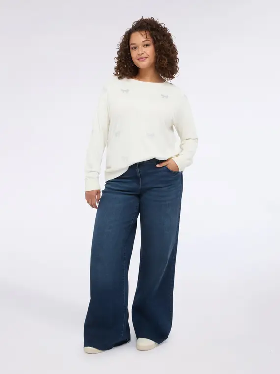 Maglia con applicazioni luminose a fiocchetti Donna, Bianco (52-54 IT) miniatura 3