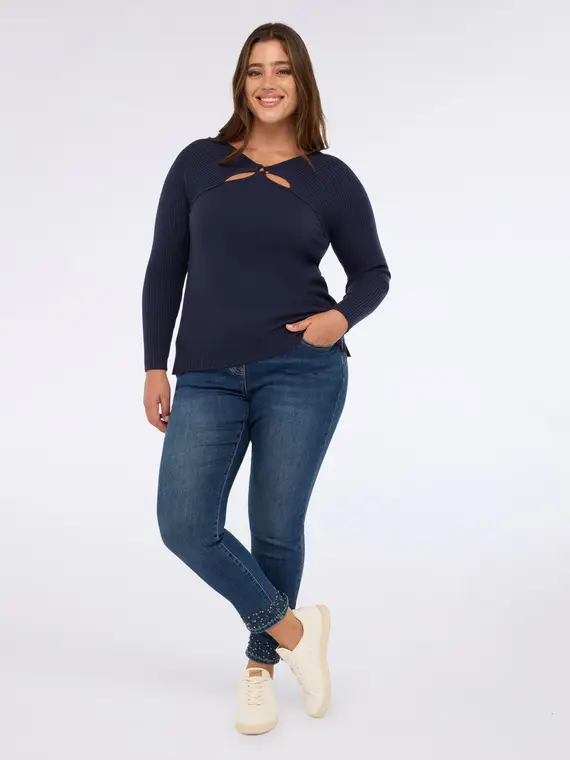 Maglia con dettagli cut-out Donna, Blu (44-46 IT) miniatura 3