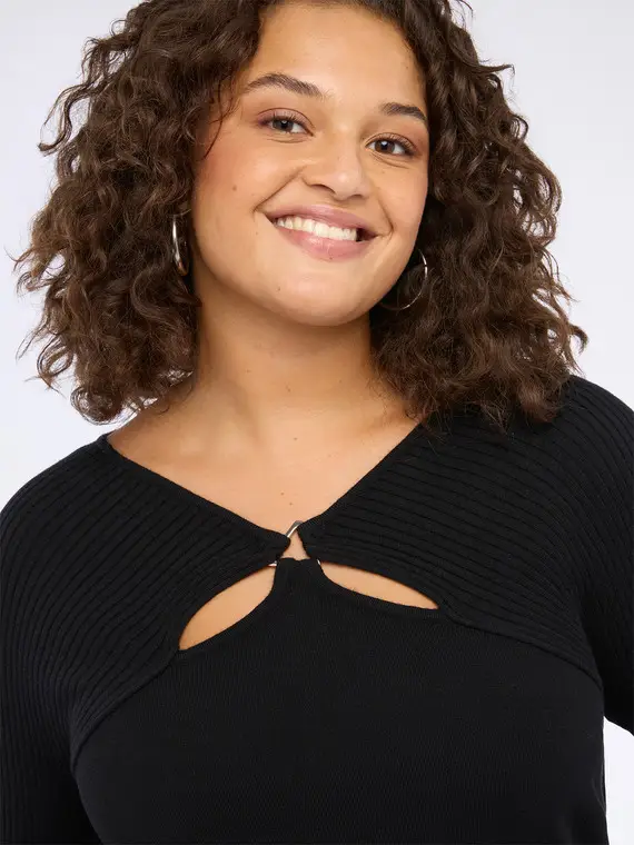 Maglia con dettagli cut-out Donna, Nero (44-46 IT) miniatura 3