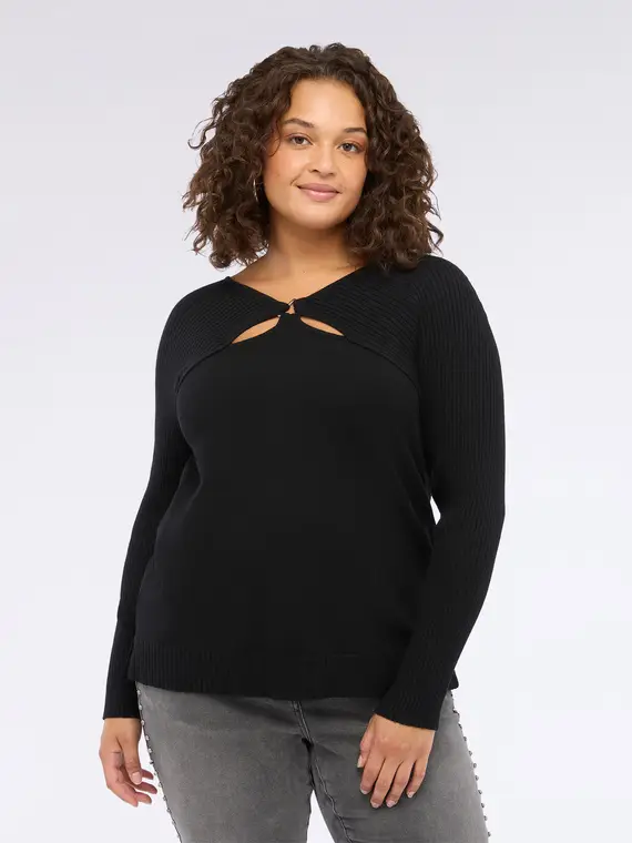 Maglia con dettagli cut-out Donna, Nero (44-46 IT)