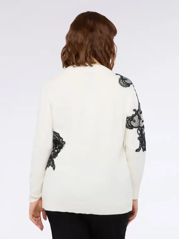 Maglia con dettagli in pizzo Donna, Bianco (52-54 IT) miniatura 2