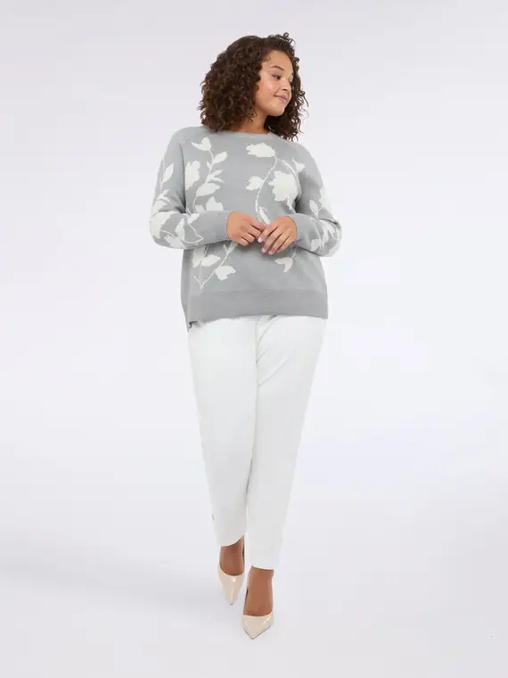 Maglia con motivo floreale Donna, Grigio (44-46 IT)