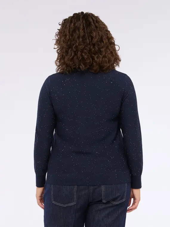 Maglia con paillettes e scollo a V Donna, Blu (44-46 IT) miniatura 2