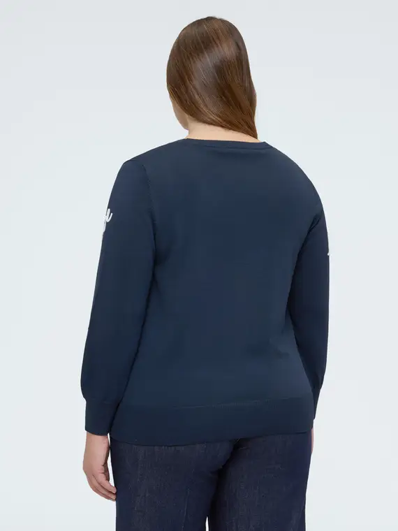 Maglia con ricamo love Donna, Blu (44-46 IT) miniatura 3