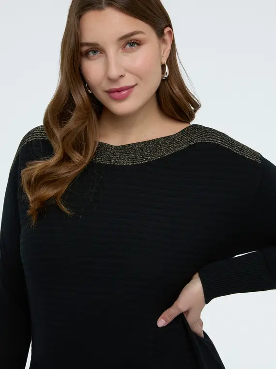 Maglia con scollo a barchetta e dettagli lurex Donna, Nero (60-62 IT) miniatura 3