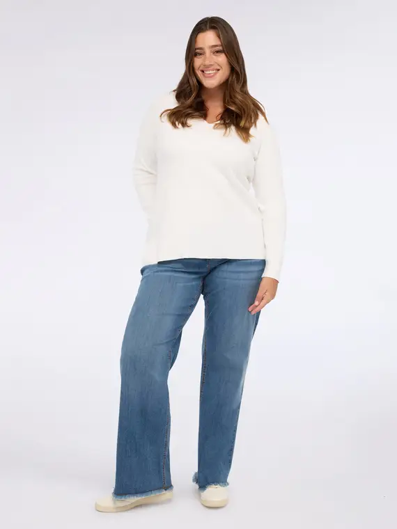 Maglia con scollo a V e ricamo floreale Donna, Bianco (44-46 IT) miniatura 3