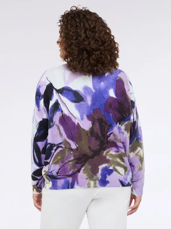 Maglia con scollo a V e stampa floreale all over Donna, Viola (44-46 IT) miniatura 2