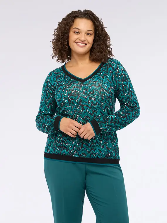 Maglia con stampa astratta Donna, Ottanio (44-46 IT) miniatura 3