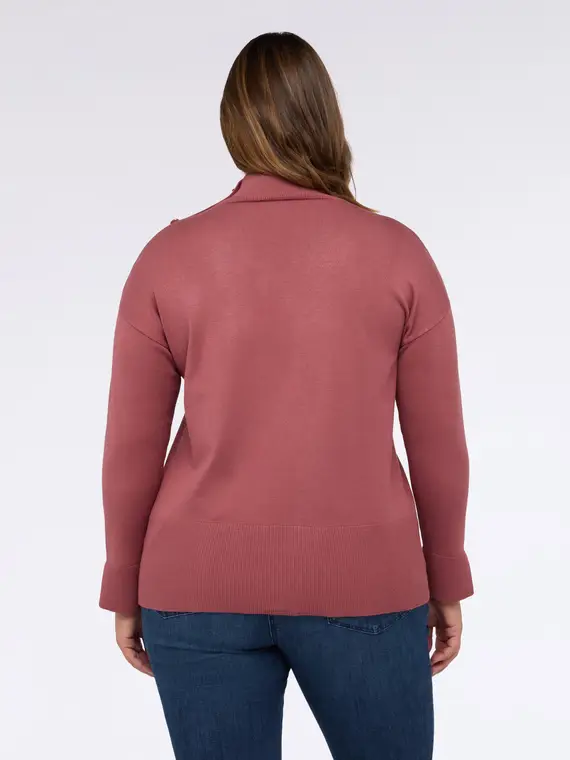 Maglia dolcevita con bottoni decorativi Donna, Bordeaux (52-54 IT) miniatura 2