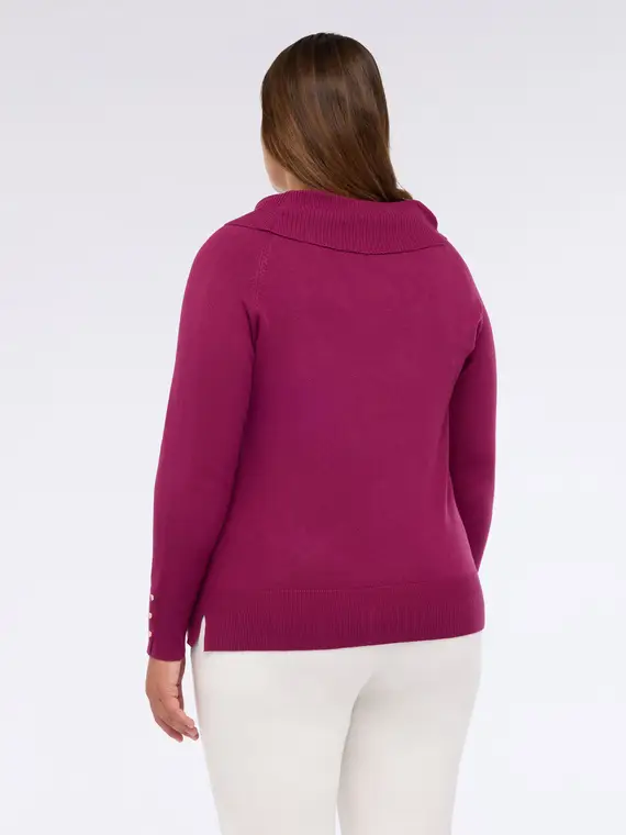 Maglia dolcevita con bottoni sui polsini Donna, Bordeaux (44-46 IT) miniatura 2