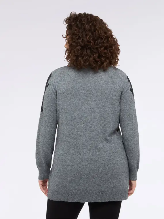 Maglia dolcevita con inserto in pizzo Donna, Grigio (44-46 IT) miniatura 2