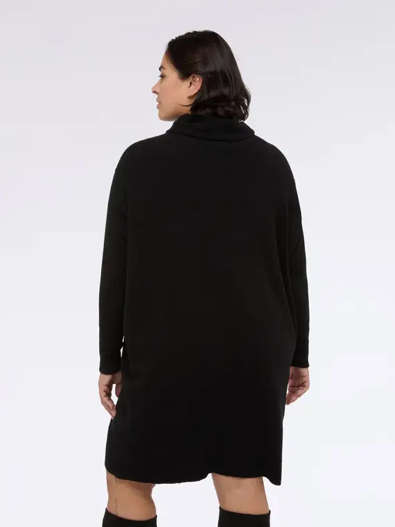 Maglia dolcevita lunga in misto viscosa Donna, Nero miniatura 2